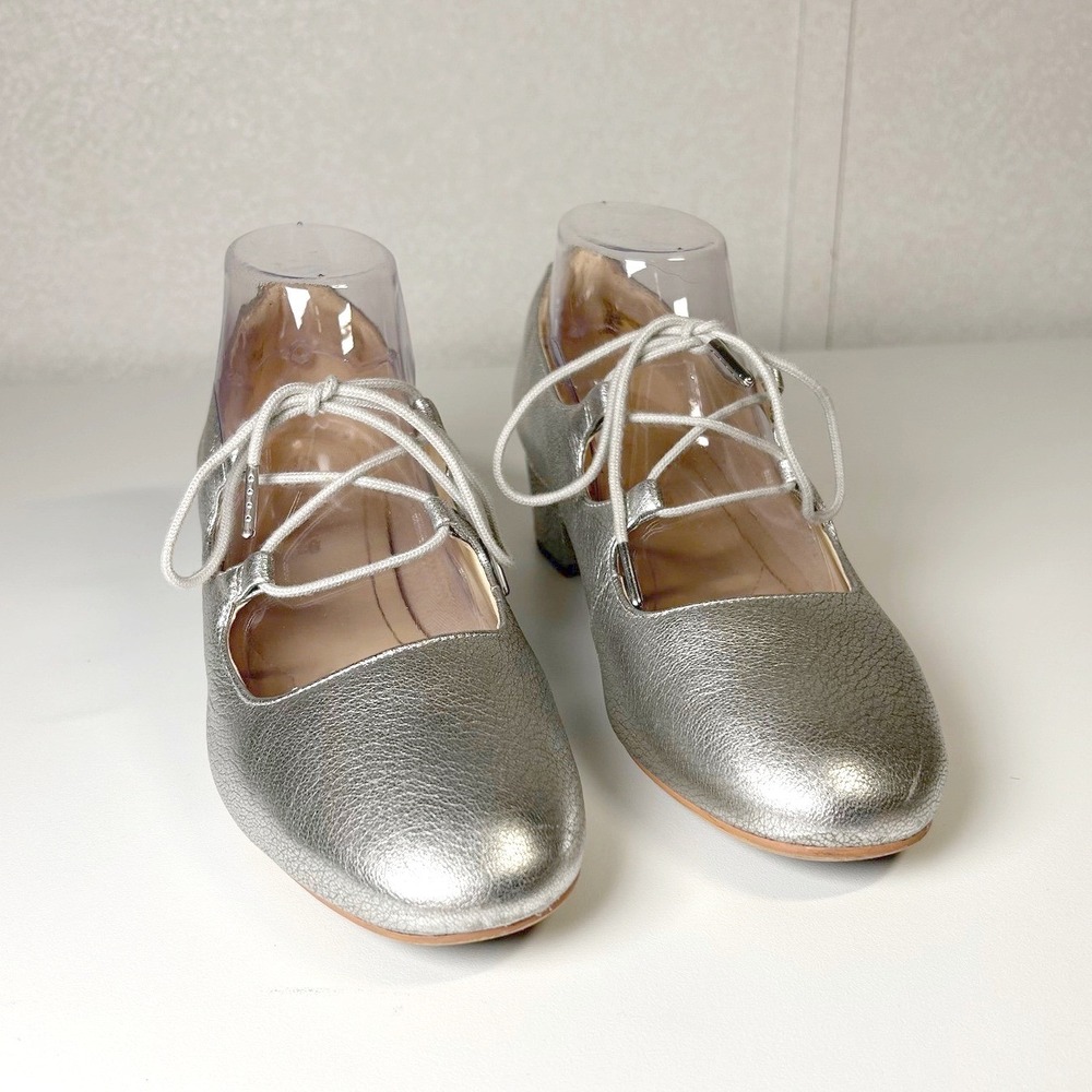 women's silver‎ clark's leather orabella sophia pumps mary janes 8.5 lace up - Picture 2 of 8